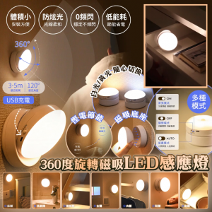 [U607023]360度旋轉磁吸LED人體感應燈