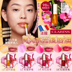 [E608042]法國Clarins 皇牌閃亮水光護唇油
